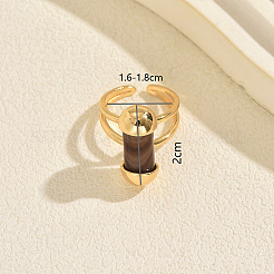 Anillos abiertos de latón con ágata natural para mujer.&nbsp;XT6545