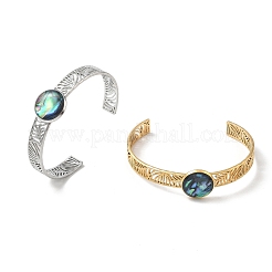 Bracelet jonc ouvert creux en acier inoxydable 304 émaillé&nbsp;BJEW-JB14486-02