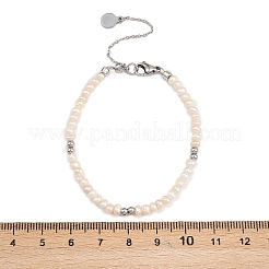 Браслеты из круглых бусин из латуни и натурального жемчуга для женщин&nbsp;BJEW-D366-02P