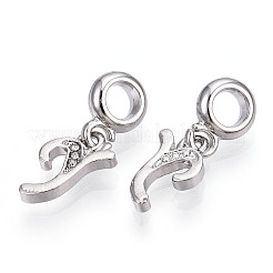 Alliage de placage de platine strass breloques européennes pendantes&nbsp;PALLOY-T048-36P-Y