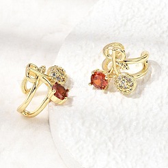 Boucles d'oreilles manchette en laiton cerise serties de micro-pavés de zirconiums cubiques&nbsp;LS-EJEW-C186-13G