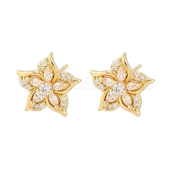 Серьги-гвоздики из латуни с микро-паве и прозрачным фианитом&nbsp;EJEW-F400-01D-G