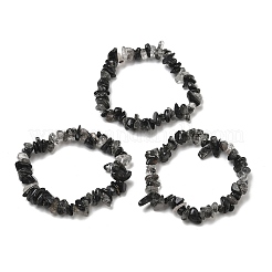 Pulseras elásticas con cuentas de cuarzo turmalinado natural para mujer&nbsp;BJEW-D467-01A