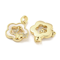 Латунь с прозрачными кубическими цирконами и подвесками в виде ракушек&nbsp;KK-Q820-12G