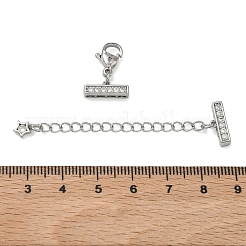 Rallonge de chaîne gourmette en laiton micro-pavé de zircone cubique transparente&nbsp;KK-G556-08P-01