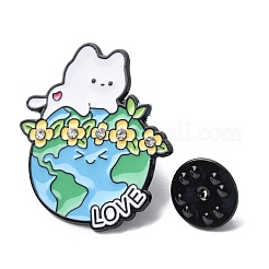 Белый кот с эмалевыми булавками цвета земли&nbsp;LS-JEWB-L024-02EB-03