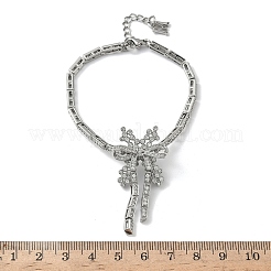 Браслеты-цепочки с бантом из латуни с микропаве из кубических цирконий для женщин&nbsp;BJEW-A279-01P