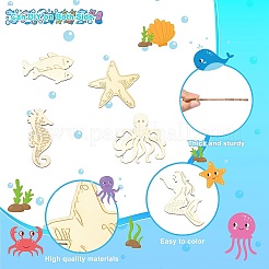 Незаконченные деревянные фигурки морских обитателей&nbsp;WOOD-CJC0010-02