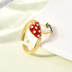 Латунные эмалевые регулируемые открытые манжеты для женщин&nbsp;RJEW-I111-10G-01