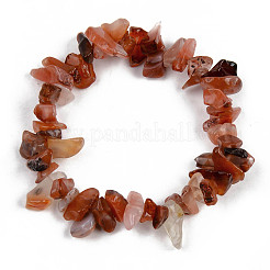 Bracelets extensibles perlés en cornaline naturelle / agate rouge unisexe&nbsp;BJEW-S143-01