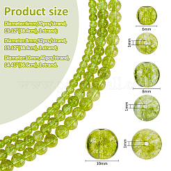 3 нити 3 стиля натуральные круглые бусины из кварца с трещинками оливкового цвета&nbsp;G-FH0002-68