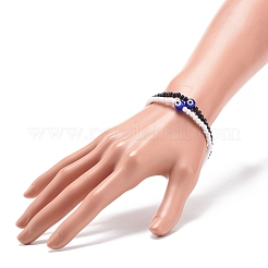 2 pièces 2 couleurs au chalumeau mauvais œil et bracelets extensibles en perles acryliques pour femmes&nbsp;BJEW-JB08610