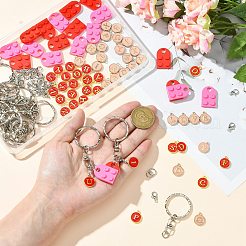 Наборы для изготовления брелока-подвески из сплава и эмали в виде плоского круга с буквой a~z&nbsp;DIY-CJ0002-77