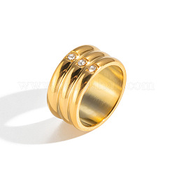 304 Edelstahl Strass breite Fingerringe&nbsp;LH3089-1