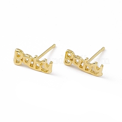 Orecchini a bottone per bambini con parola in ottone per donna&nbsp;KK-A172-20G