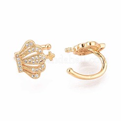 Латунные серьги-манжеты из прозрачного кубического циркония&nbsp;EJEW-T047-74G