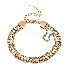 Doppellagige Armbänder aus Edelstahl 304 und Strass-Seilkette für Damen&nbsp;BJEW-F540-07G