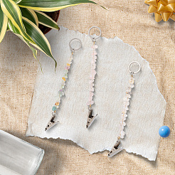 6шт. брелок из натурального розового кварца и кварцевого кристалла&nbsp;KEYC-GF00005