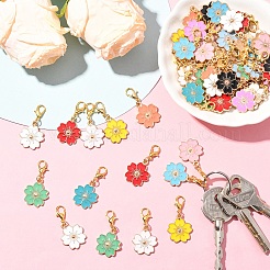 60 шт. 12-х цветная подвеска в виде цветка сакуры из сплава и эмали&nbsp;HJEW-YW00112