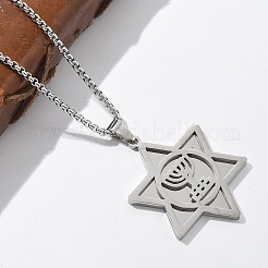 Colliers avec pendentif étoile de David en acier inoxydable pour Hanoukka 201&nbsp;NJEW-Z058-02P