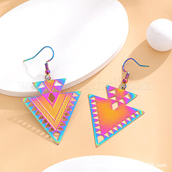 Серьги-подвески с полыми треугольниками из нержавеющей стали 304&nbsp;FS-WGEC278-01