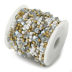 10 м ионное покрытие (IP) 304 нержавеющая сталь и АБС-пластик жемчужные бусины и стеклянные звенья-бабочки&nbsp;CHS-G035-04G-02