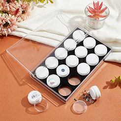 15 Stück runde Acryl-Aufbewahrungsbox-Sets mit losen Diamanten&nbsp;VBOX-WH0005-07