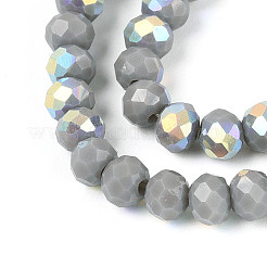 Нити из непрозрачных стеклянных бусин-ронделей с цветным покрытием ab&nbsp;EGLA-T029-4mm-09A