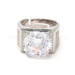 Регулируемое кольцо из прозрачного кубического циркония&nbsp;RJEW-C050-09P