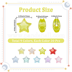 180шт 9-цветные прозрачные акриловые бусины&nbsp;TACR-PA0001-07