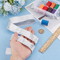 Жаккардовая цветочная лента из полиэстера длиной 7.5 ярд.&nbsp;OCOR-WH0088-84D