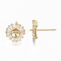 Серьги из латуни с микропейвом и прозрачным фианитом&nbsp;KK-S356-130G-NF