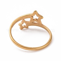 Anillo de dedo con doble estrella de acero inoxidable con revestimiento iónico (IP) 201&nbsp;RJEW-J051-14G