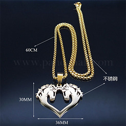 Ожерелье в стиле хип-хоп с двумя подвесками в форме сердца из нержавеющей стали 201&nbsp;FS-WGDE3BC-02