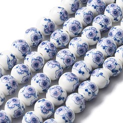 Ручной цветок печатных фарфоровые керамические бусины нити&nbsp;PORC-M007-10mm-05