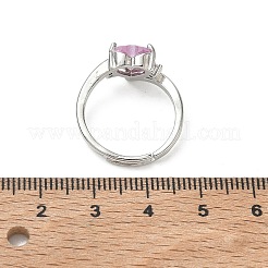 Verstellbare Fingerringe aus Messing mit rosafarbenem Herz-Zirkonia zum Valentinstag&nbsp;CU-CBA7E55-11P