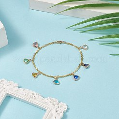 Bracelet à breloques triangle en verre coloré&nbsp;BJEW-JB09160