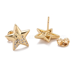 Orecchini a bottone in ottone con zirconi chiari e micro pavè&nbsp;EJEW-F264-07
