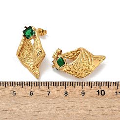 Серьги-гвоздики из нержавеющей стали 304 с огранкой «конч»&nbsp;LS-EJEW-M105-04G