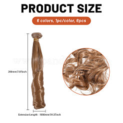 6 шт. 6 цвета высокотемпературное волокно длинные волнистые римские волосы для парика куклы&nbsp;DIY-GL0005-61