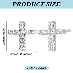 2 пара серег-гвоздиков из латуни с микропаве из прозрачного кубического циркония для женщин&nbsp;EJEW-LP0001-57P