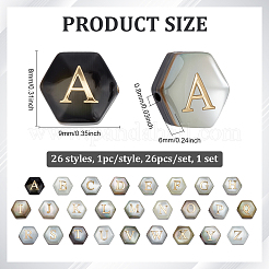 26 шт. 26 вида натуральных черных ракушечных шестигранных бусин&nbsp;FIND-PH0027-79