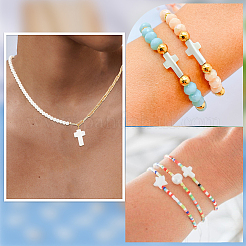 2 нить поперечных бусин из натуральных пресноводных ракушек&nbsp;SSHEL-SC0001-22