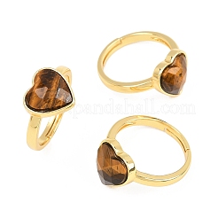Bagues en œil de tigre naturel avec accessoires en laiton&nbsp;G-H353-03G-01