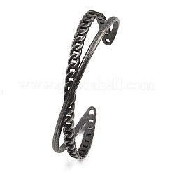 Браслеты-манжеты крест-накрест из хирургической нержавеющей стали 316&nbsp;BJEW-C125-09AS