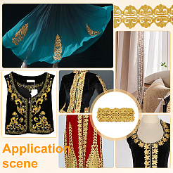 Лента с вышивкой металлической нитью в этническом стиле из полиэстера&nbsp;OCOR-WH0045-17