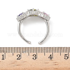 Micro ottone spianare anelli gemelli zirconi&nbsp;RJEW-H256-01P