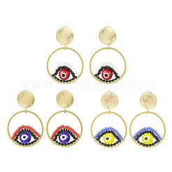 Pendientes colgantes de cuentas de vidrio hechos a mano con forma de ojo malvado&nbsp;EJEW-MZ00371