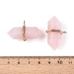 Colgantes puntiagudos de doble terminal de cuarzo rosa natural&nbsp;G-N345-09B