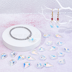 50шт. граненые стеклянные подвески в форме листа&nbsp;FIND-FH0010-34A